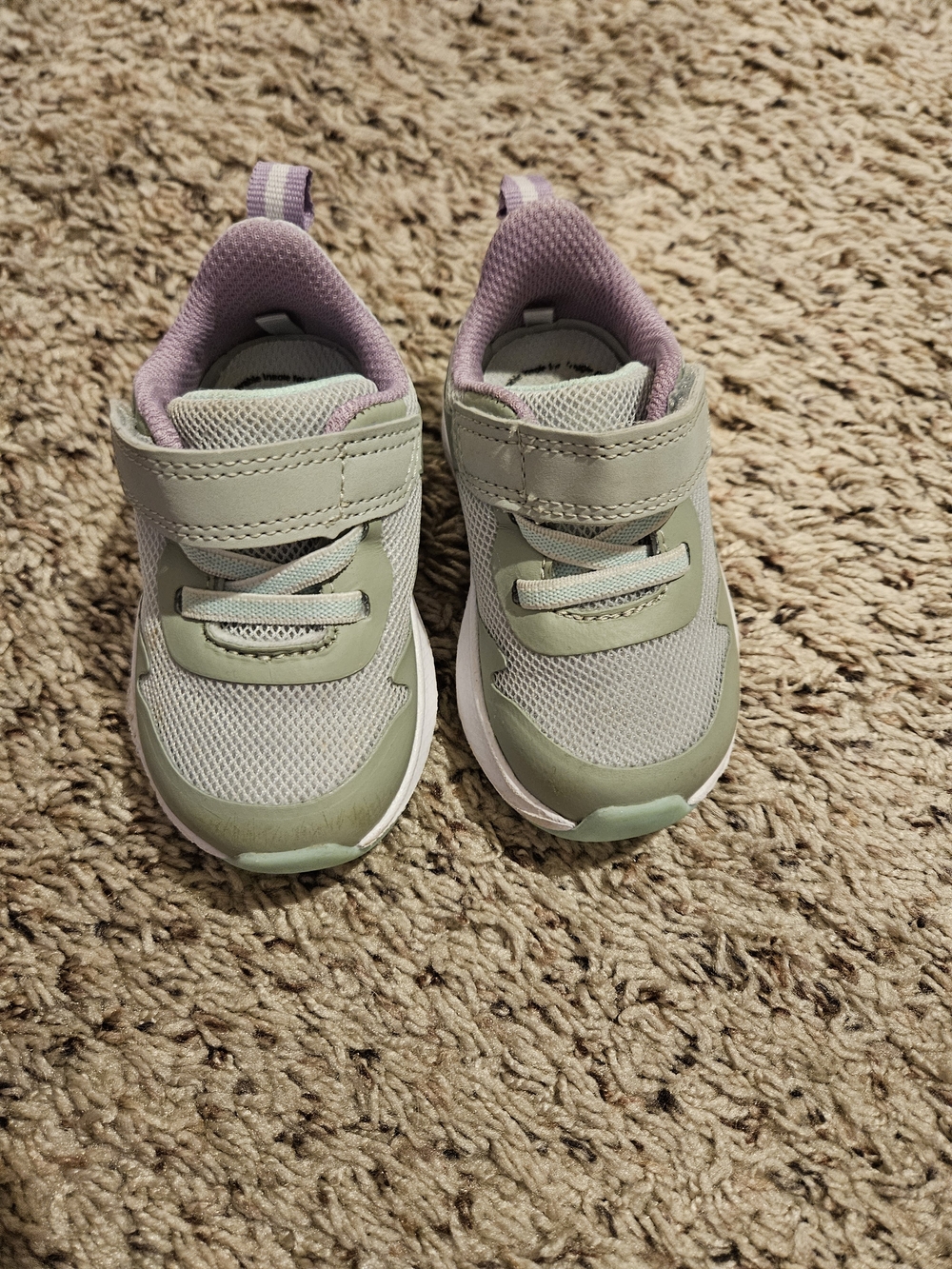 Kids Velcro Sneakers - Sage Green with Lavender